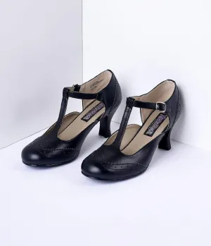 Black T-Strap Mary Jane Kitten Heels