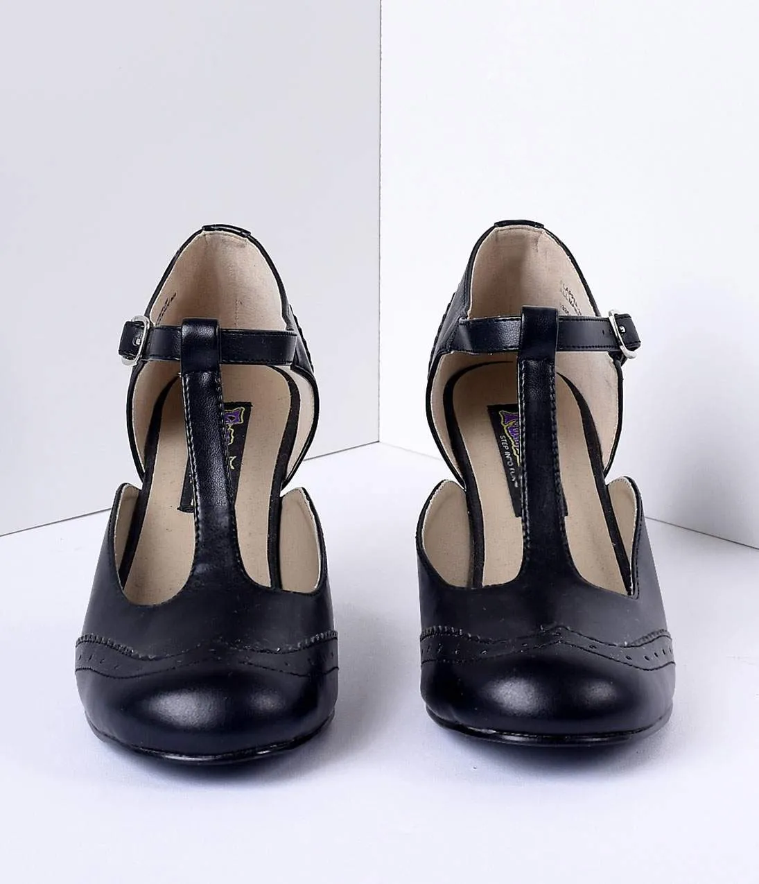 Black T-Strap Mary Jane Kitten Heels