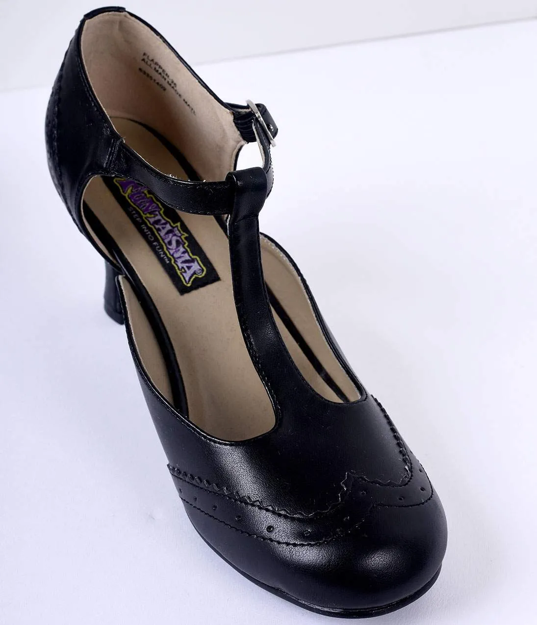 Black T-Strap Mary Jane Kitten Heels