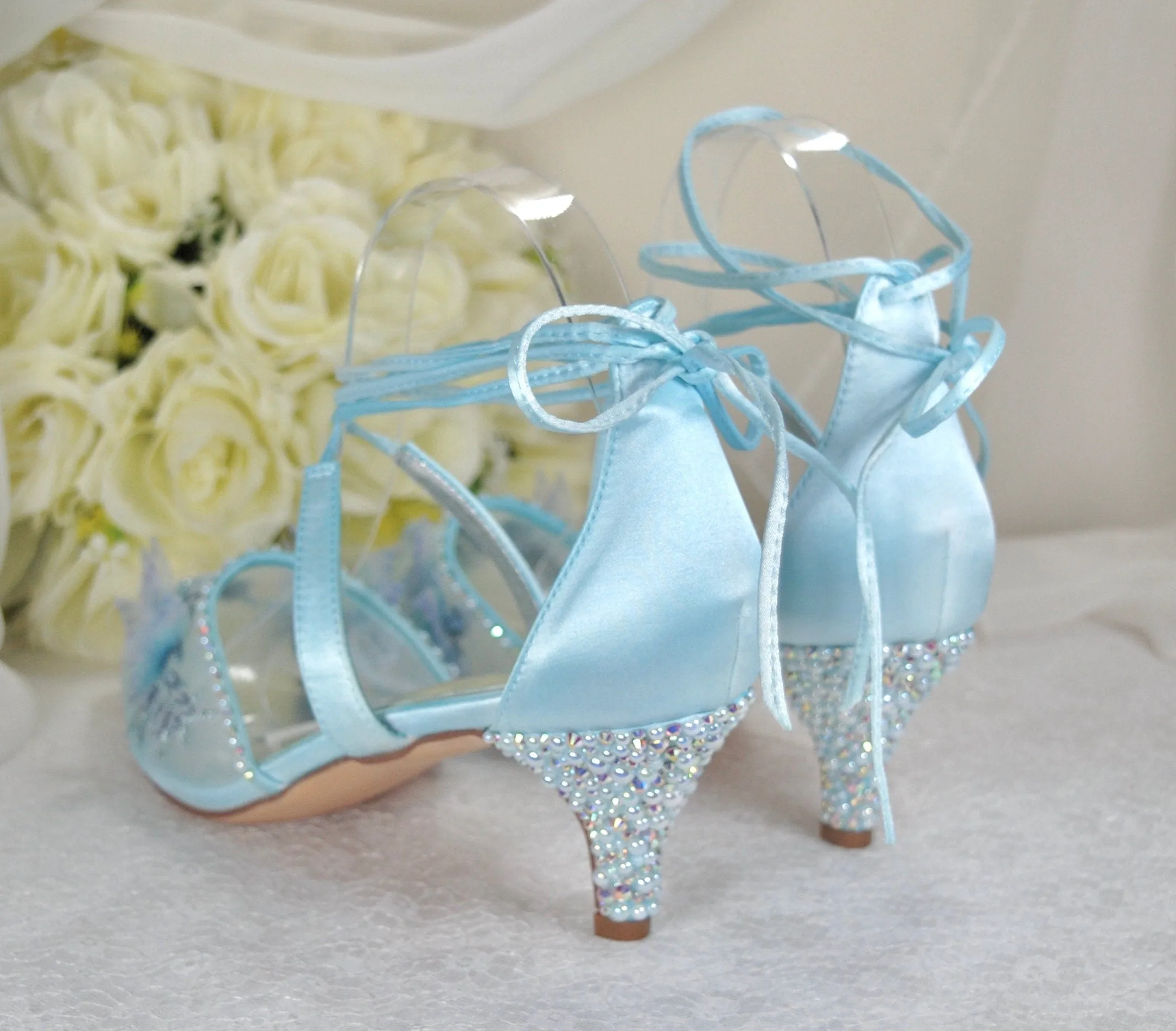 Blue Butterfly Bridal Shoes Size UK7/US9.5