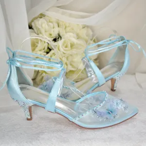 Blue Butterfly Bridal Shoes Size UK7/US9.5