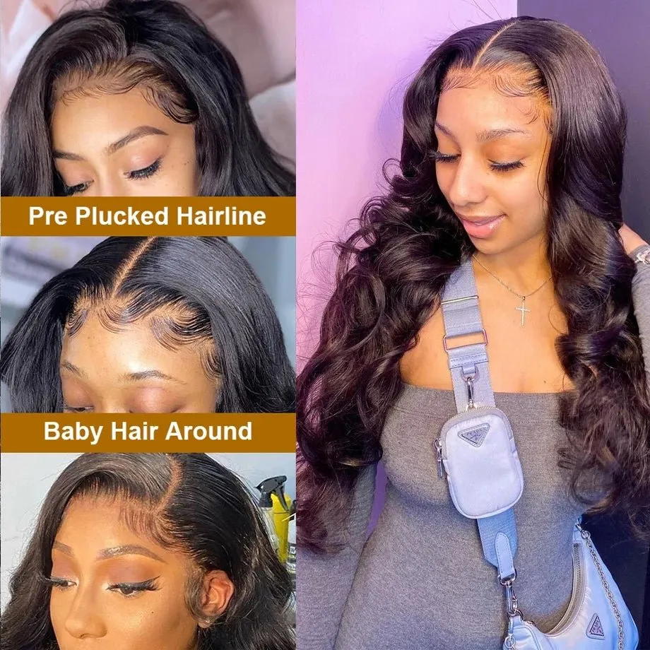 Body Wavy Lace Front Wig Soft Hair T Part Synthetic Headband Wig Black