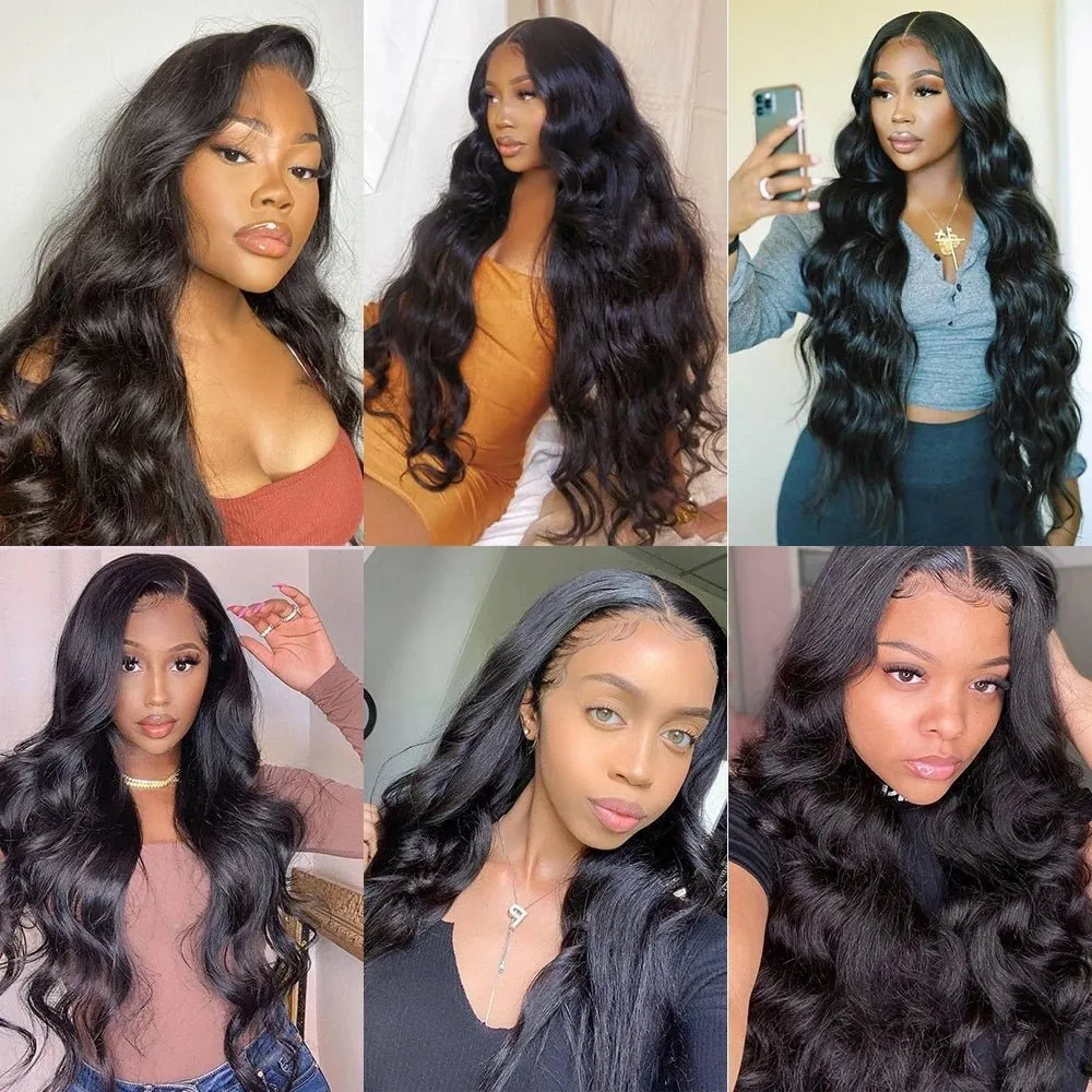Body Wavy Lace Front Wig Soft Hair T Part Synthetic Headband Wig Black