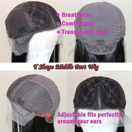 Body Wavy Lace Front Wig Soft Hair T Part Synthetic Headband Wig Black