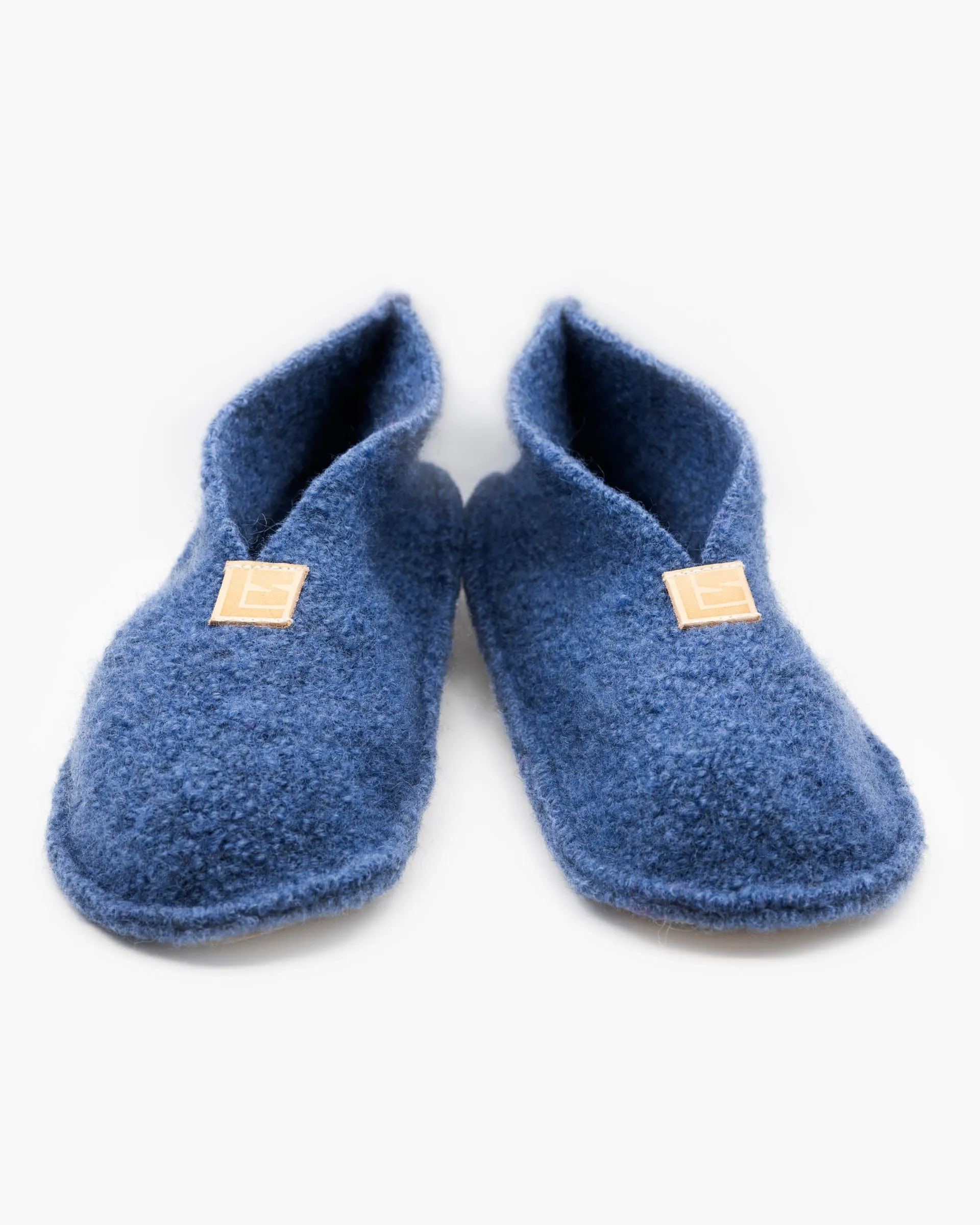 Boiled Wool Slippers, Smokey Blue