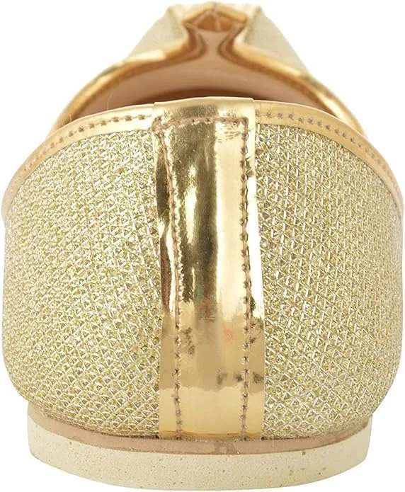 BombayFlow Men's Roy Gold Glitter Punjabi Jutti Indian Handmade Gold Shoes Loafers, Khussa Shoes Juti India Wedding Kurta Sherwani Khussa Mojari Men's