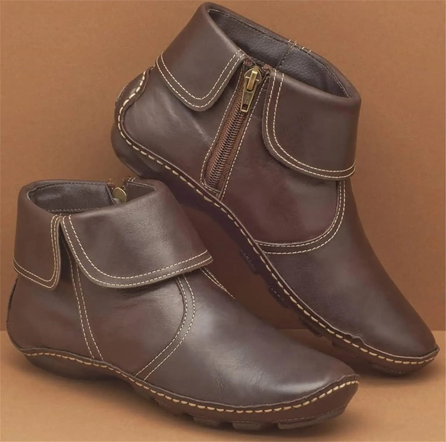 Boots For Women 2024 No Heel High Top Ankle Booties Western Wear Fashion Cowboy Cowgirl Classic Casual Walking Shoes