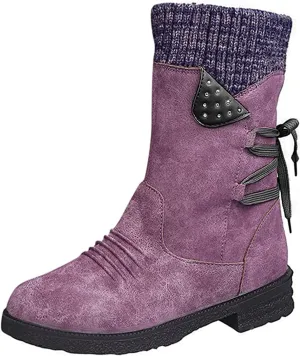 Boots For Women Ankle Booties Sexy Low Heels Mid Calf Combat Riding Winter Boots Side Heel Motorcycle Military Biker Boots