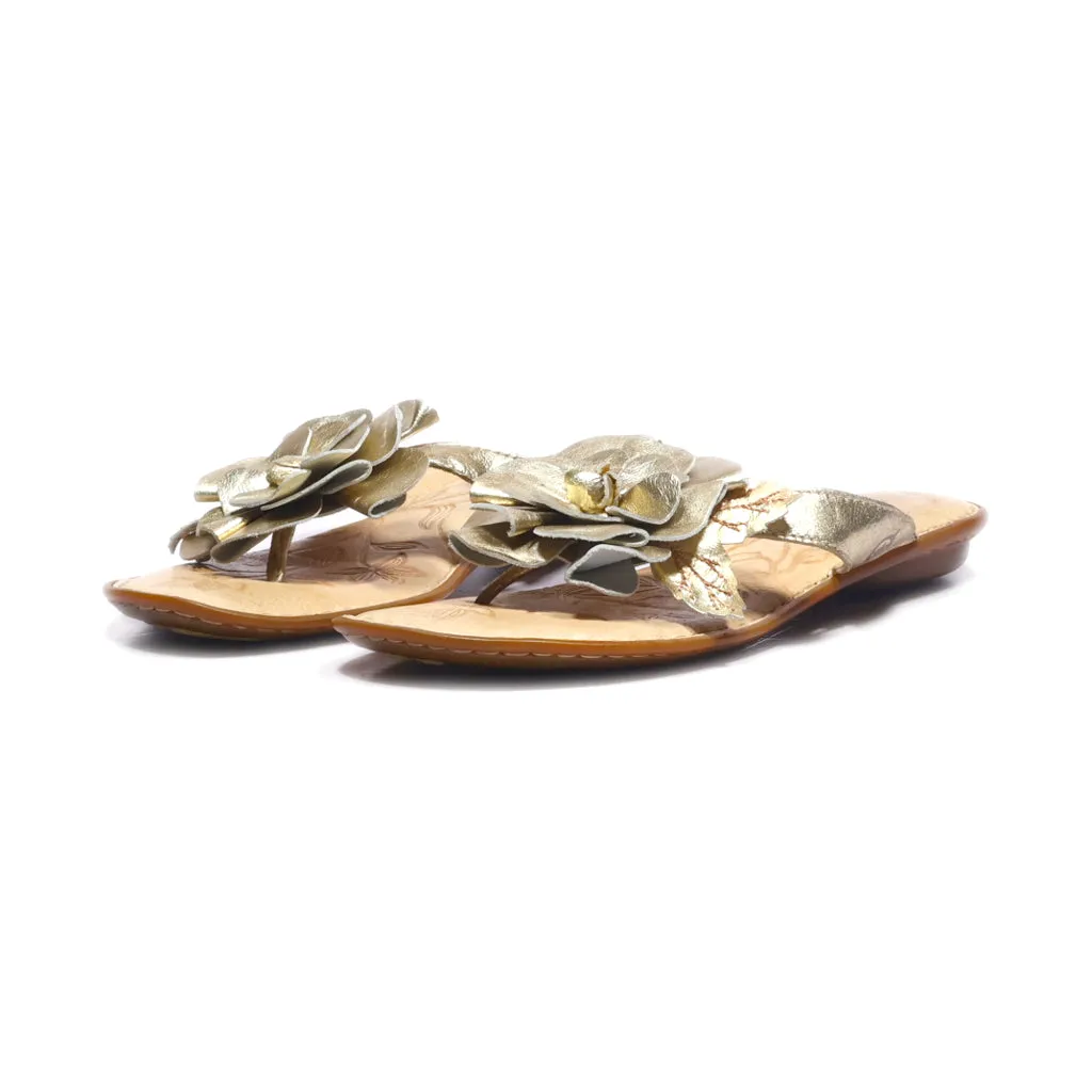 Born Flip Flops Leather Gold Colour For Women