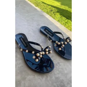 Bow with pearls  (black)
