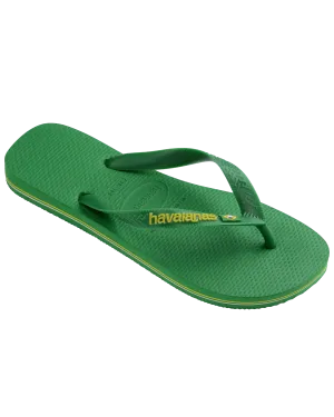 Boys Brasil Logo Neon Flip Flops in Patria Green & Yellow Citrico