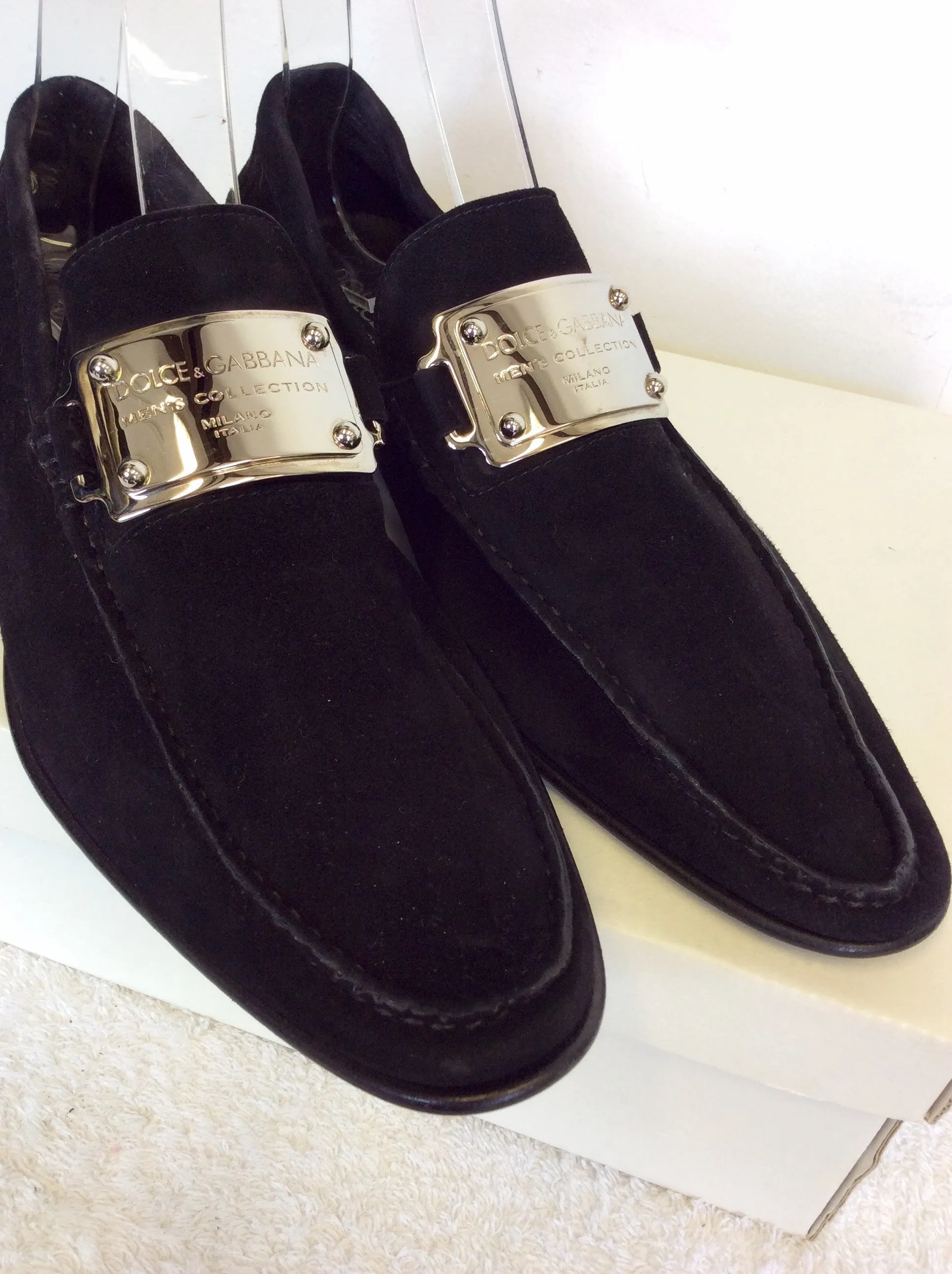 BRAND NEW DOLCE & GABBANA BLACK SUEDE SLIP ON SHOES SIZE 6/40