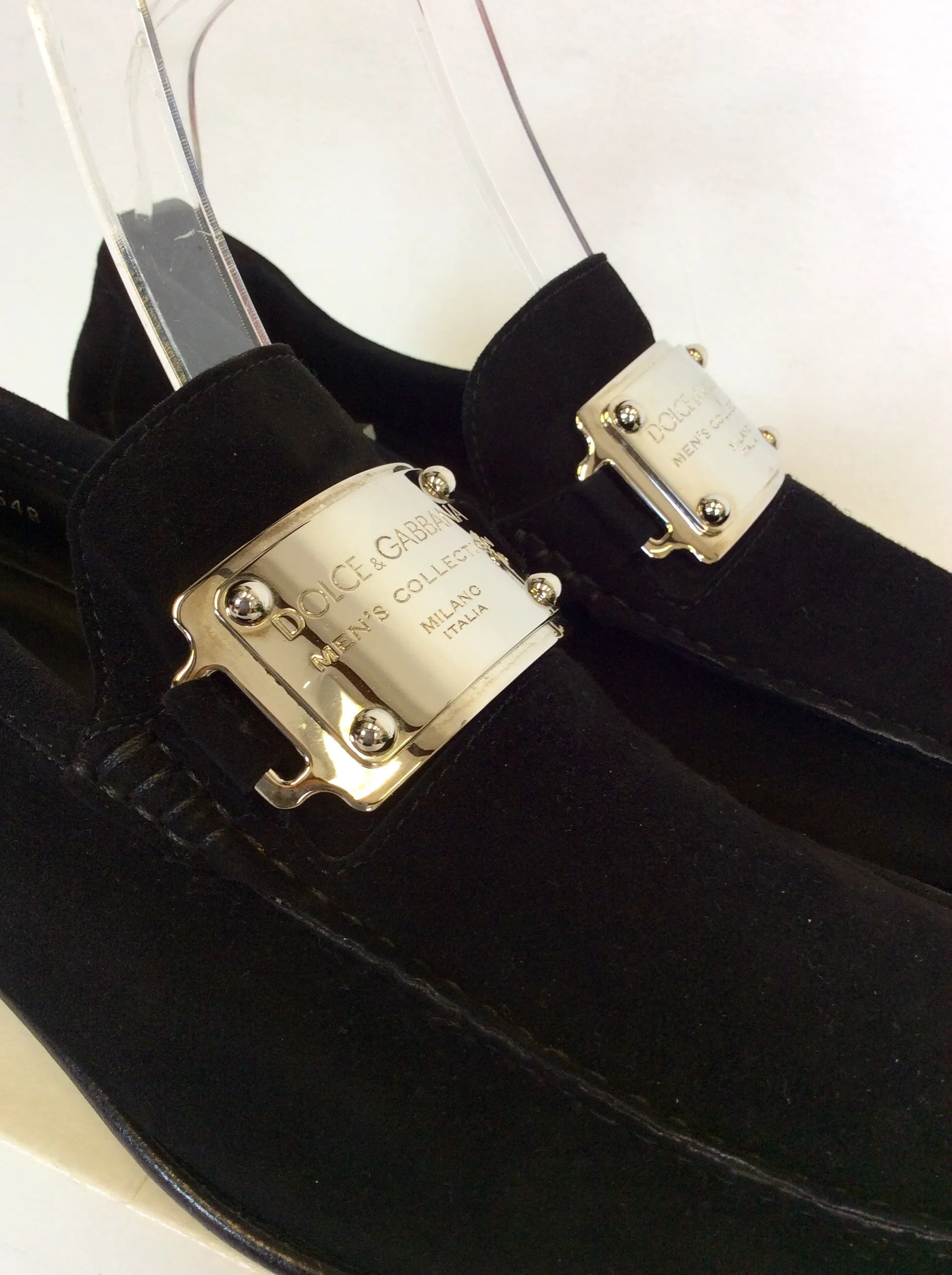 BRAND NEW DOLCE & GABBANA BLACK SUEDE SLIP ON SHOES SIZE 6/40
