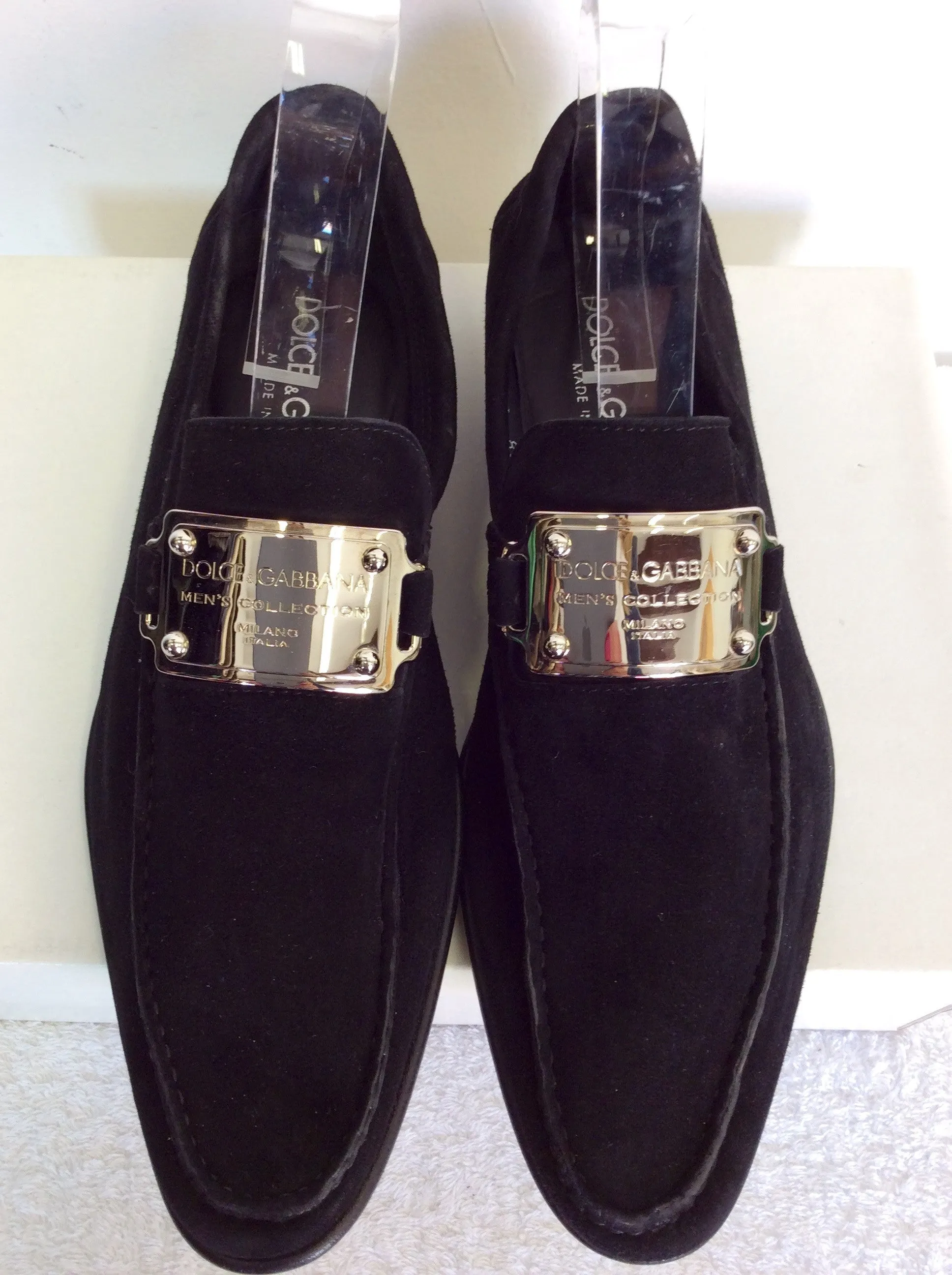 BRAND NEW DOLCE & GABBANA BLACK SUEDE SLIP ON SHOES SIZE 6/40