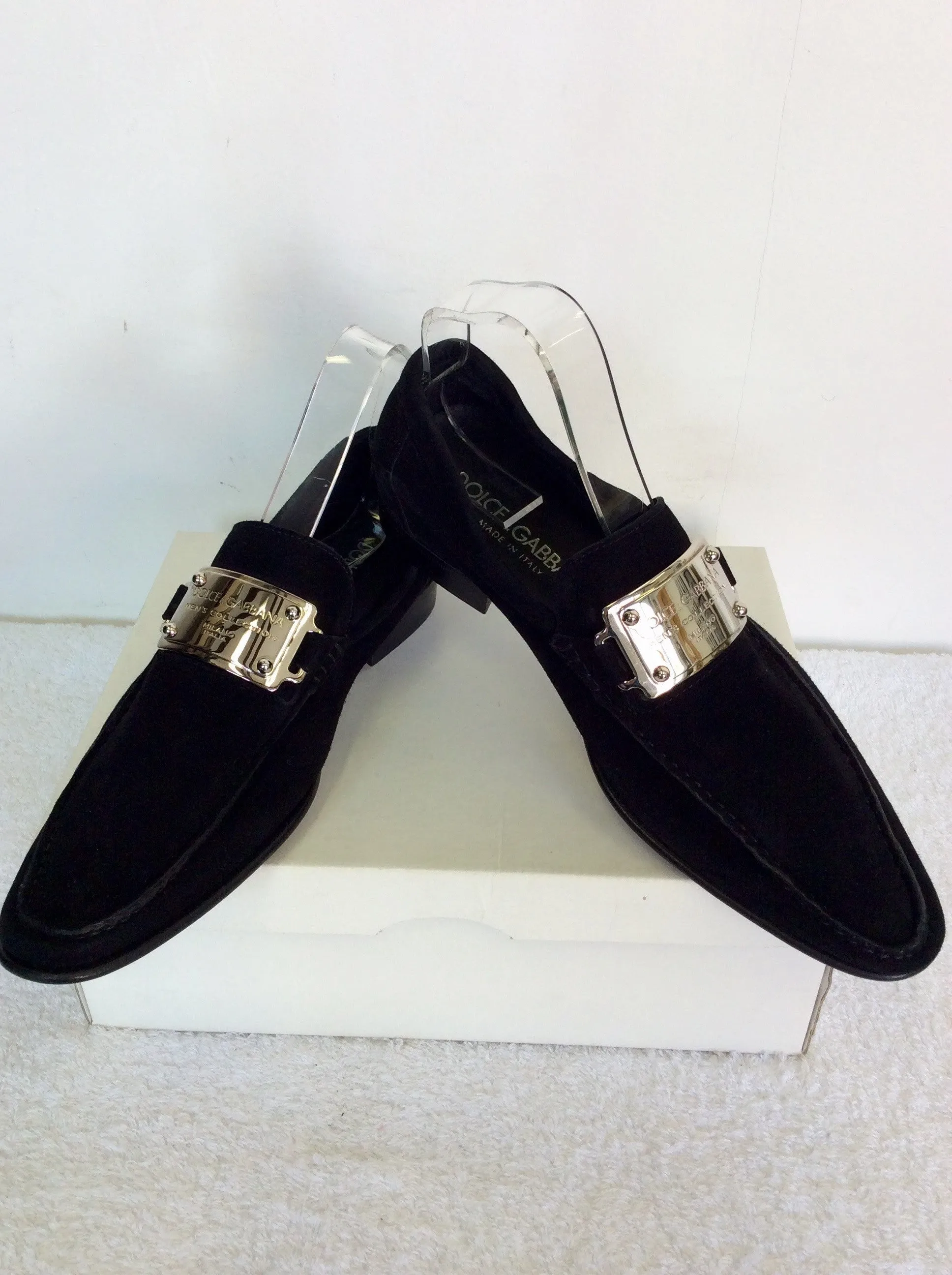 BRAND NEW DOLCE & GABBANA BLACK SUEDE SLIP ON SHOES SIZE 6/40