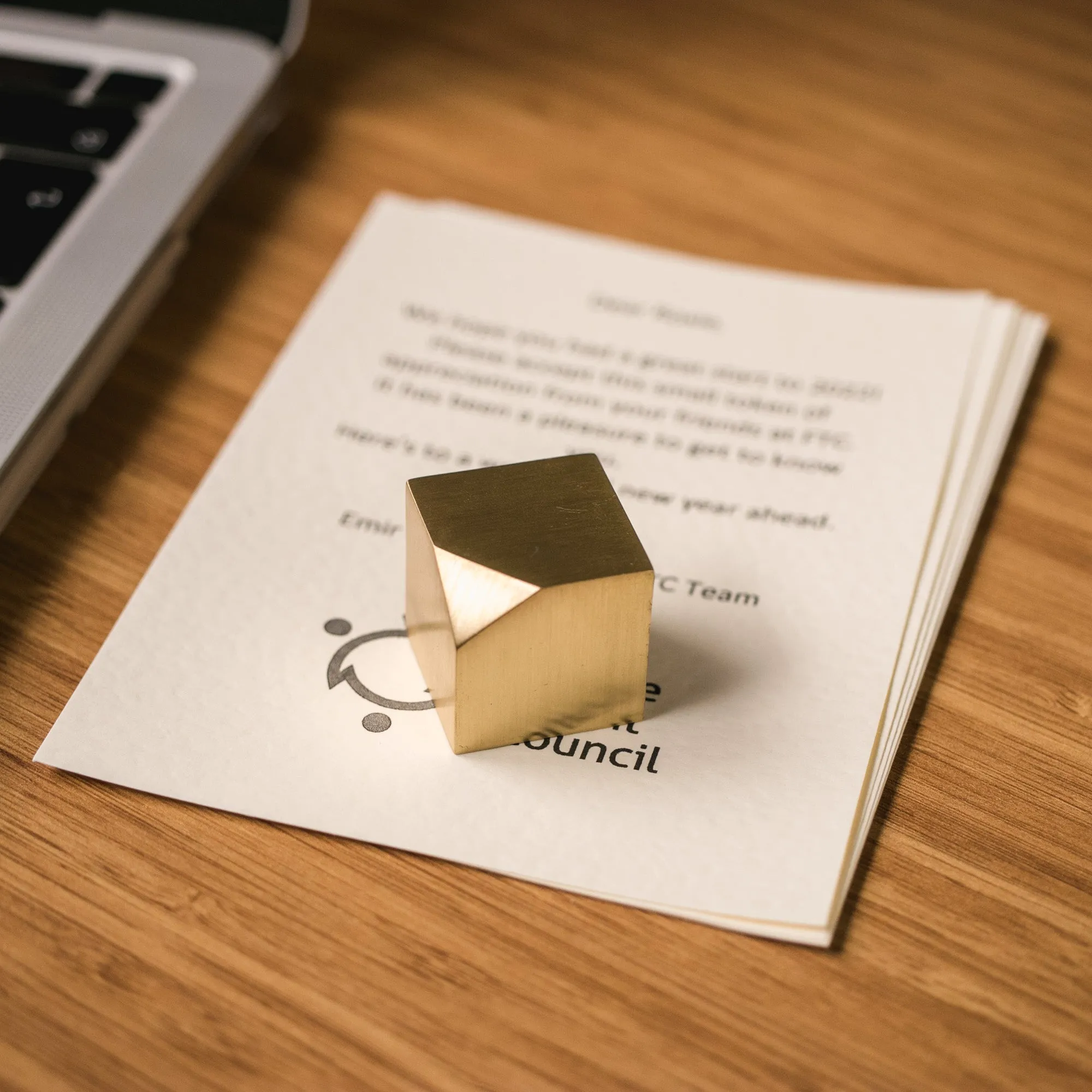Brass Cube Paper Weight