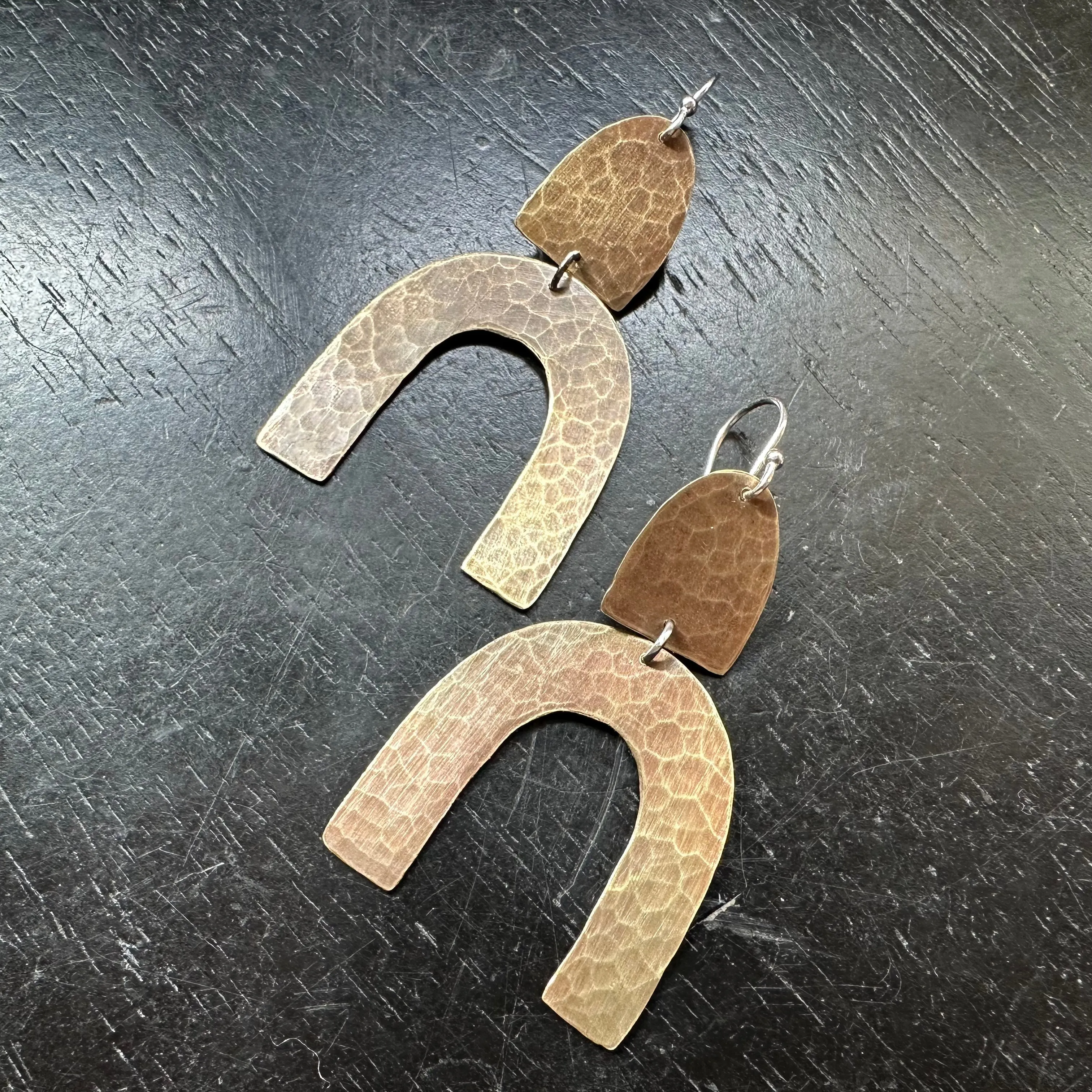 Brass Dome and Arch Earrings