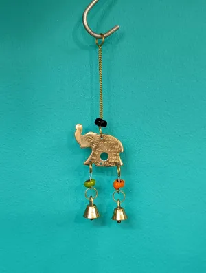 Brass Elephant with Bells Chime