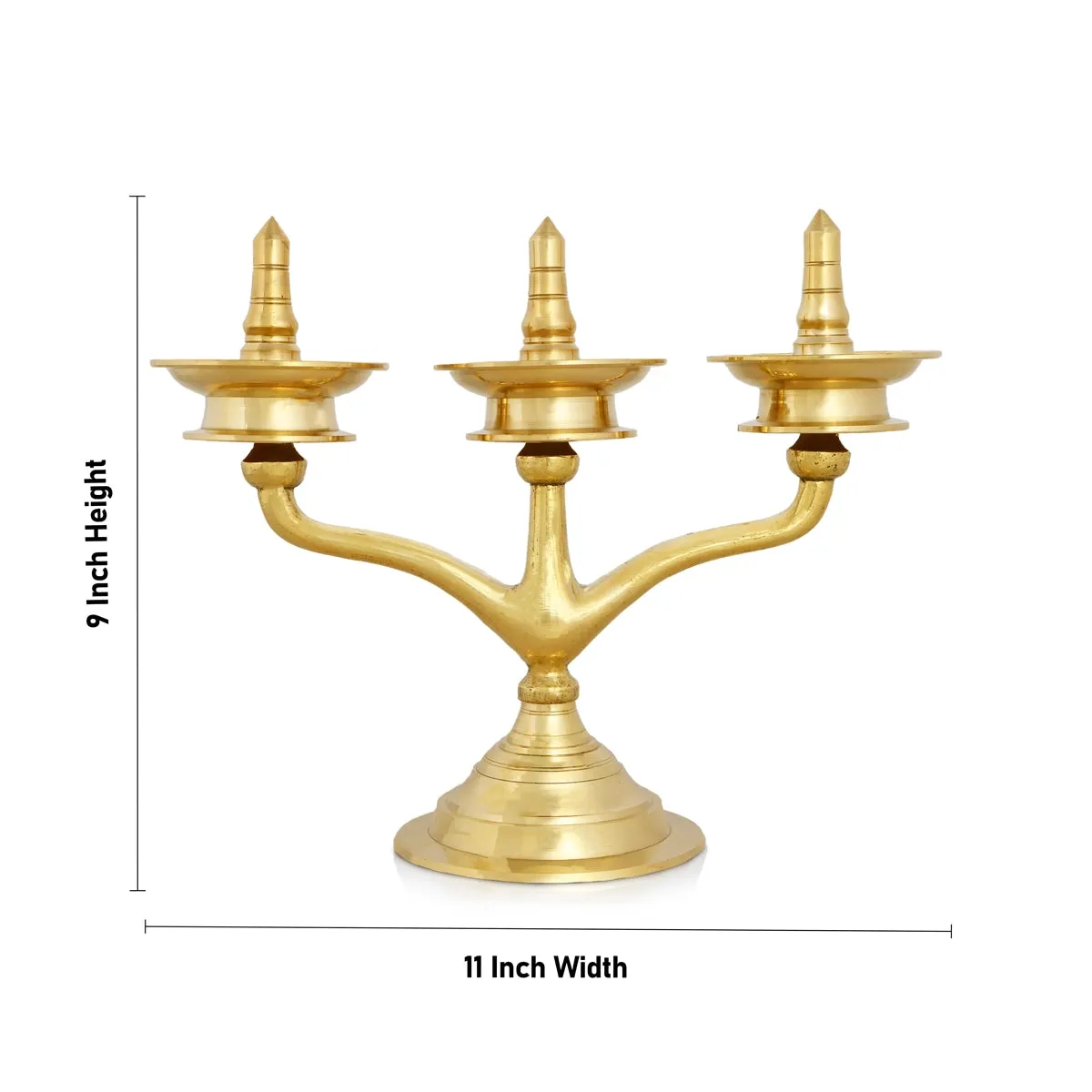 Brass Lamp - 9 x 11 Inches | Sara Balak Branch Brass Deepam/ Brass Vilakku for Pooja