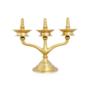 Brass Lamp - 9 x 11 Inches | Sara Balak Branch Brass Deepam/ Brass Vilakku for Pooja