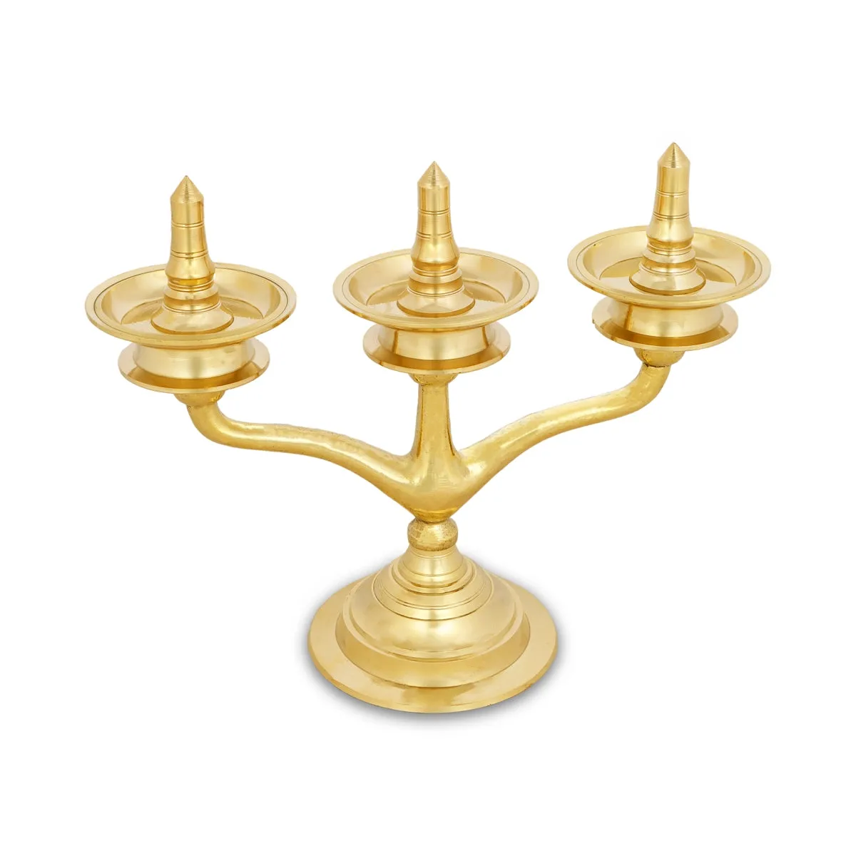 Brass Lamp - 9 x 11 Inches | Sara Balak Branch Brass Deepam/ Brass Vilakku for Pooja