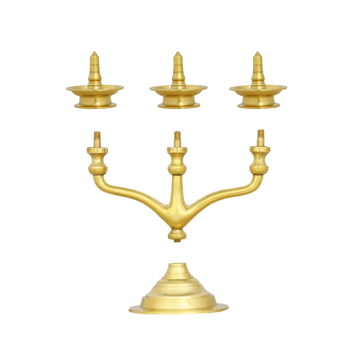 Brass Lamp - 9 x 11 Inches | Sara Balak Branch Brass Deepam/ Brass Vilakku for Pooja