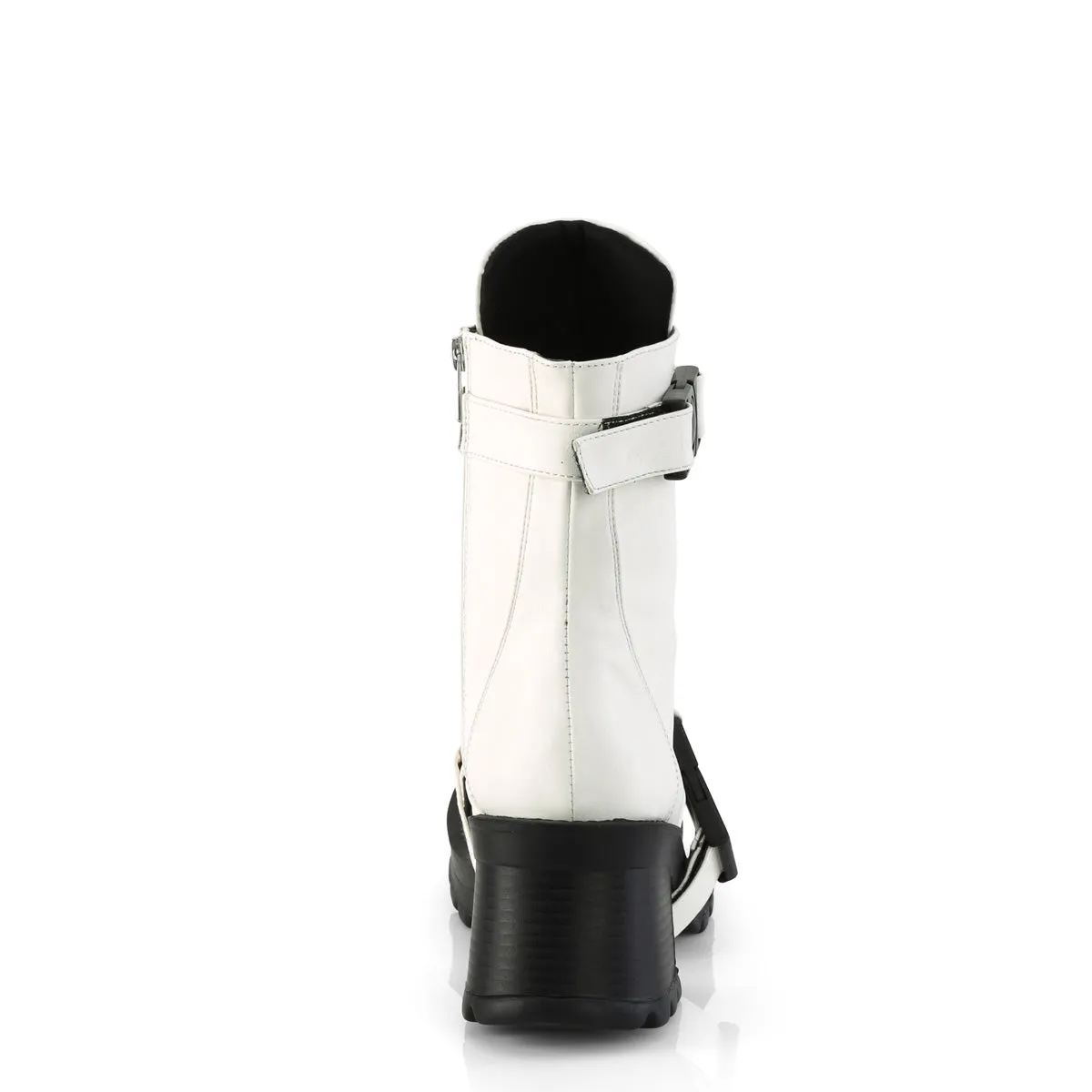 BRATTY-56 DemoniaCult White Vegan Leather Sexy Women's Ankle Boots (Alternative Footwear)