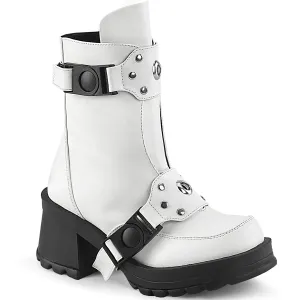 BRATTY-56 DemoniaCult White Vegan Leather Sexy Women's Ankle Boots (Alternative Footwear)