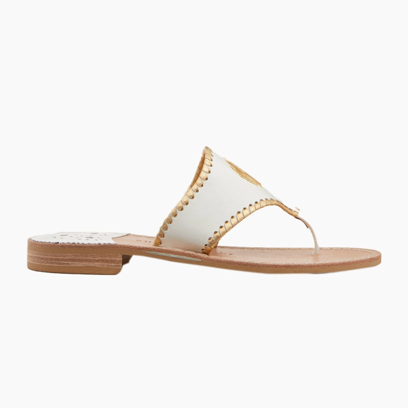 Jacks Embroidered "MRS" Leather Flat Sandal Quick Grab Vegan Synthetic Leather