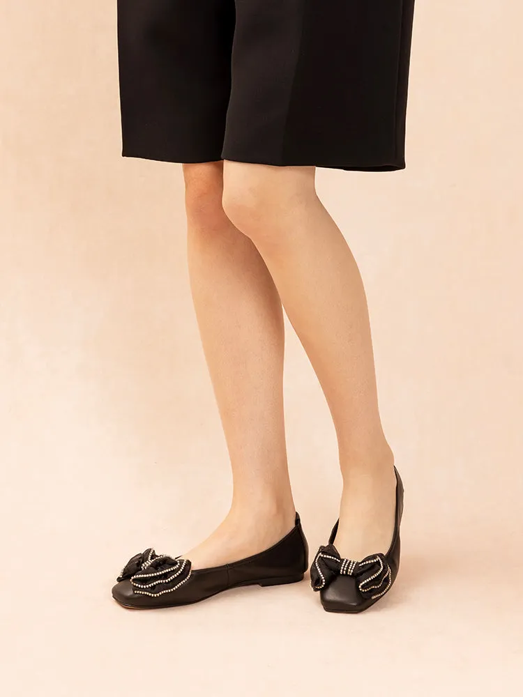 Bree Crystal Embellished Bow Flats