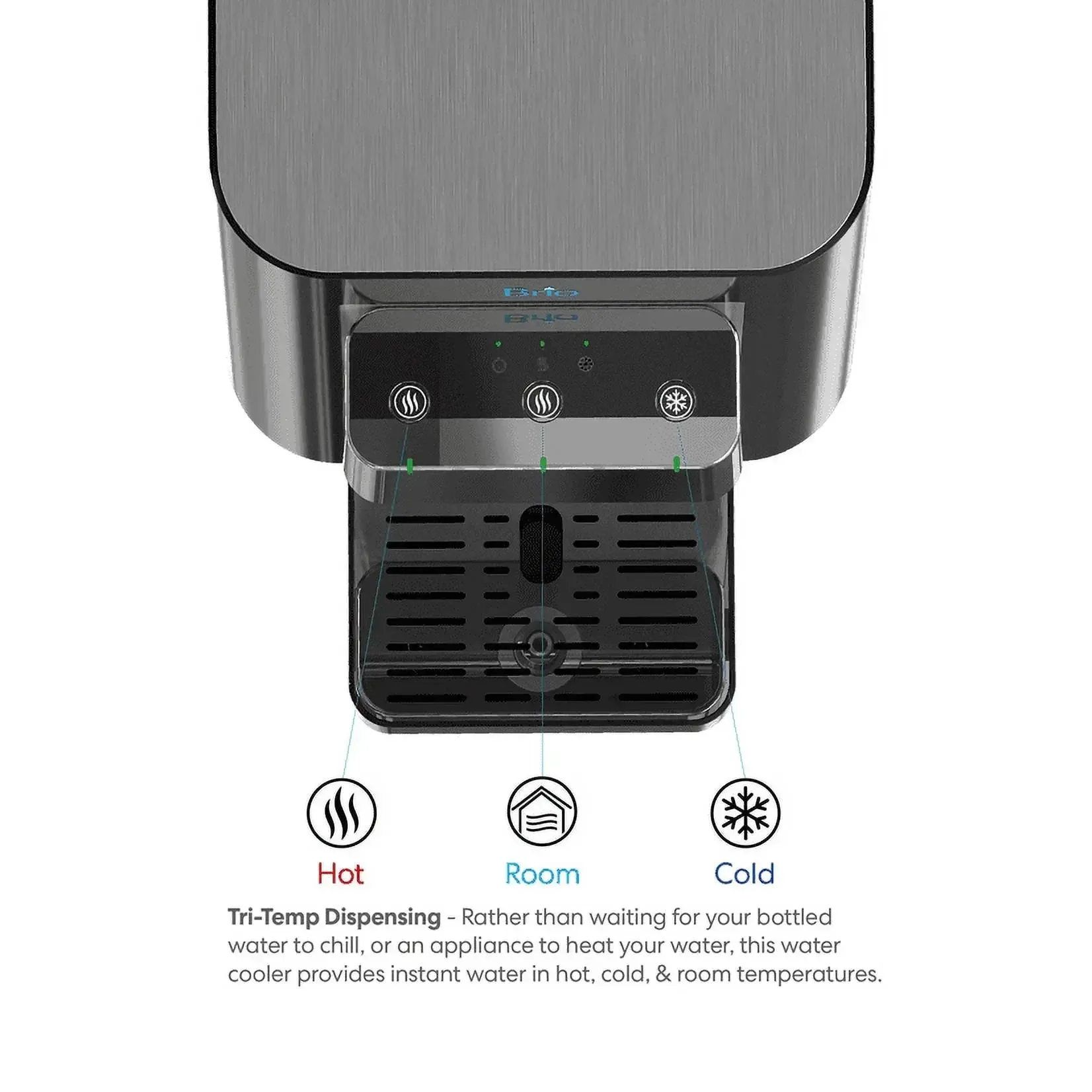 Brio 600 Series 2 Stage Countertop Hot, Room and Cold Water Digital Cooler Dispenser, Height 16.2"