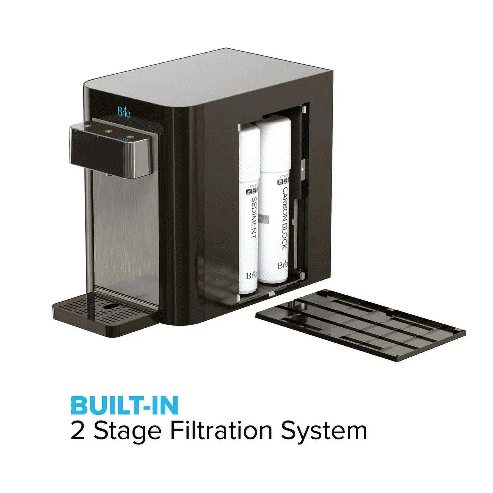 Brio 600 Series 2 Stage Countertop Hot, Room and Cold Water Digital Cooler Dispenser, Height 16.2"