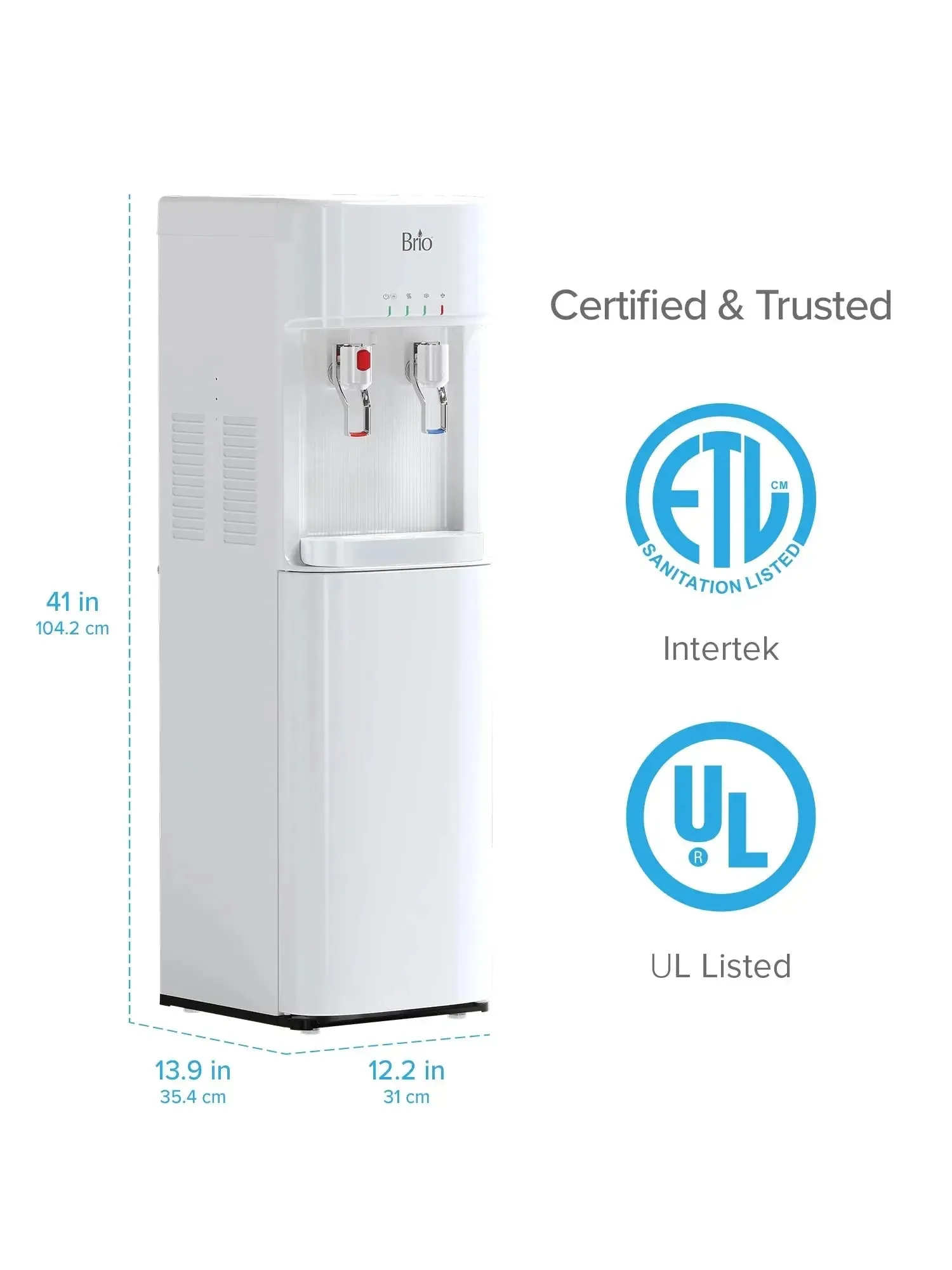 Brio Bottleless Water Dispenser with 4-Sage Ultra Filtration, Connects Direct to Water Line, Height 41In.