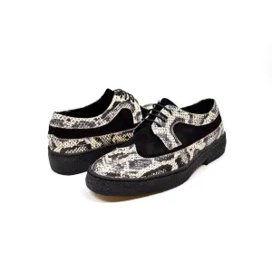 British Walkers Playboy Originals Wingtip Oxford Men's Black Suede & Python Leather Low Cut