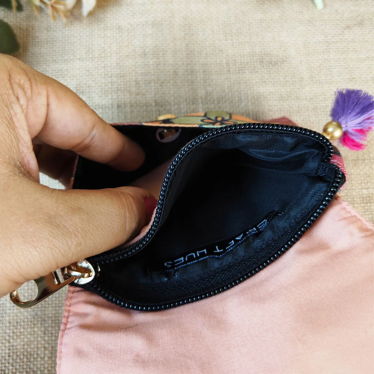Brown Floral Sling/mini wallet Combo