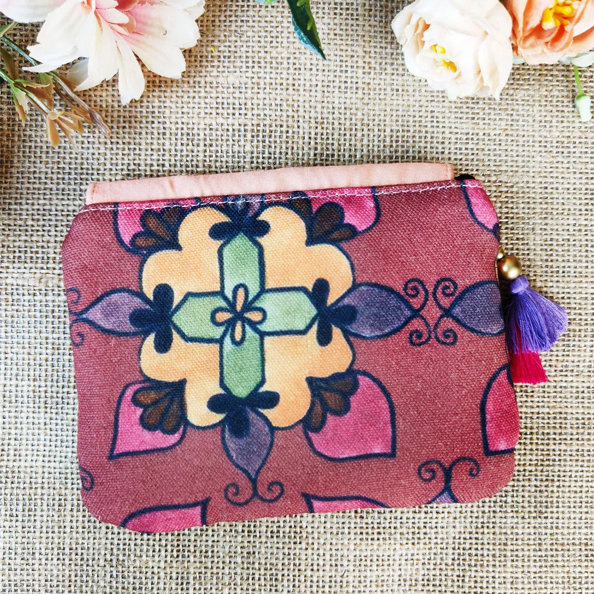 Brown Floral Sling/mini wallet Combo
