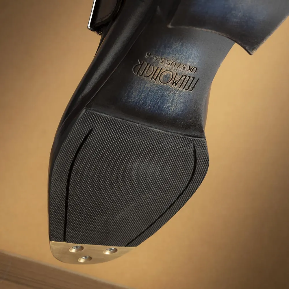 Brown Glossed Square Toe Single Monk Strap