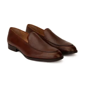 Brown Hatch Grain Slipons