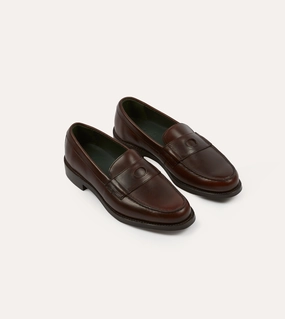 Walk Hold Swift Stride Brown Leather Charles Goodyear Welted Penny Loafer