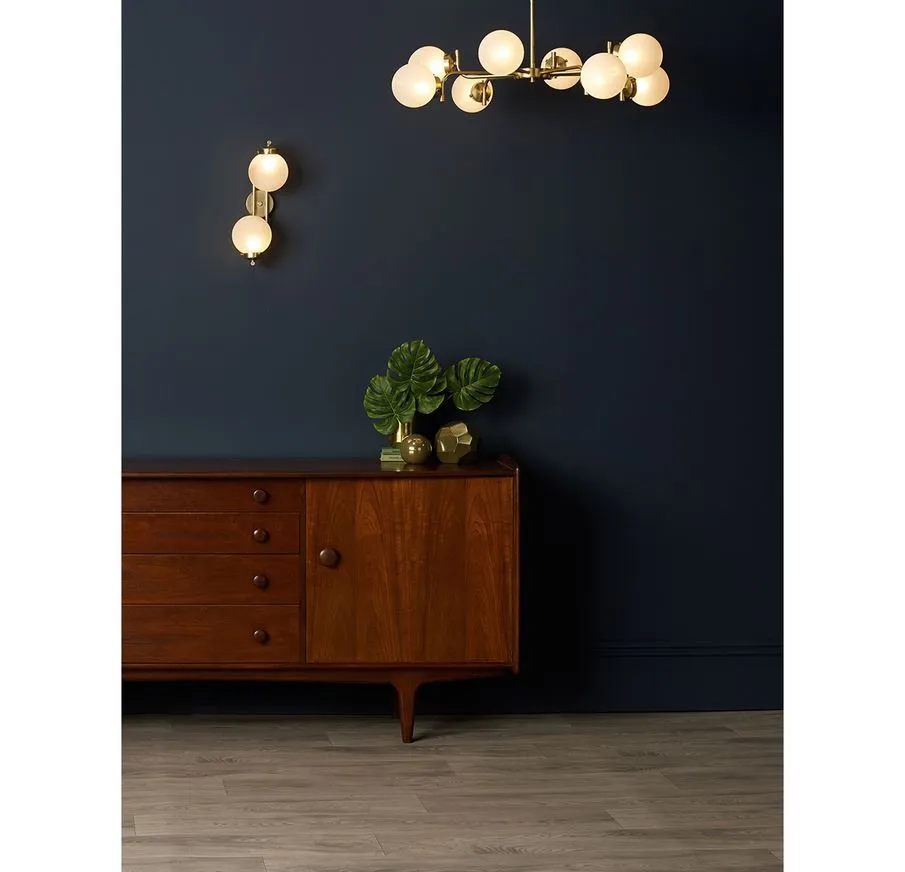 Brushed Brass & Opal 2 Globe Wall Light - ID 10162