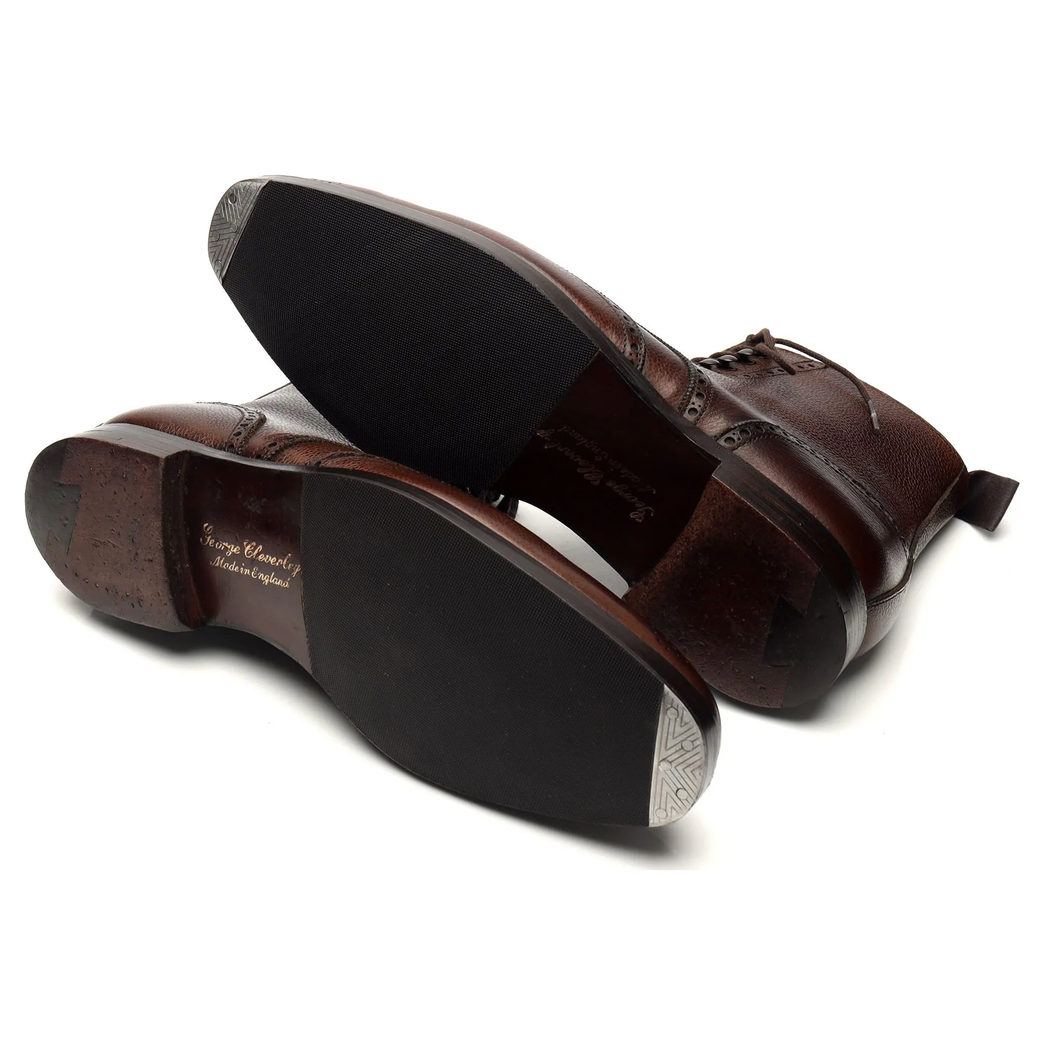'Bryan' Dark Brown Grain Leather Brogue Derby Boot UK 7 E