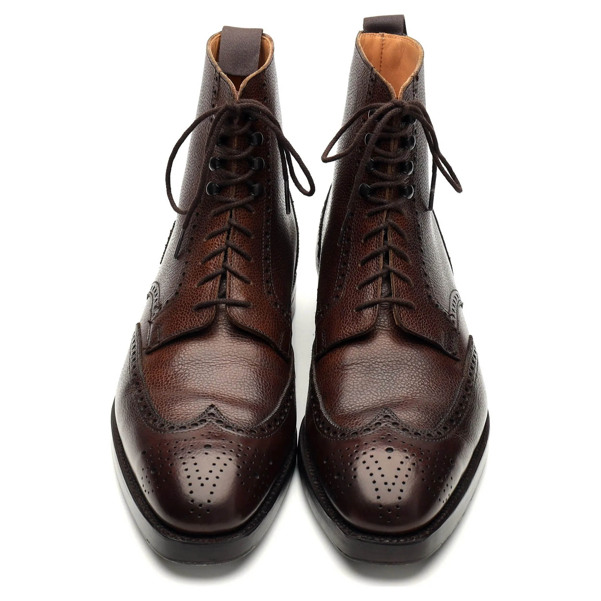 'Bryan' Dark Brown Grain Leather Brogue Derby Boot UK 7 E