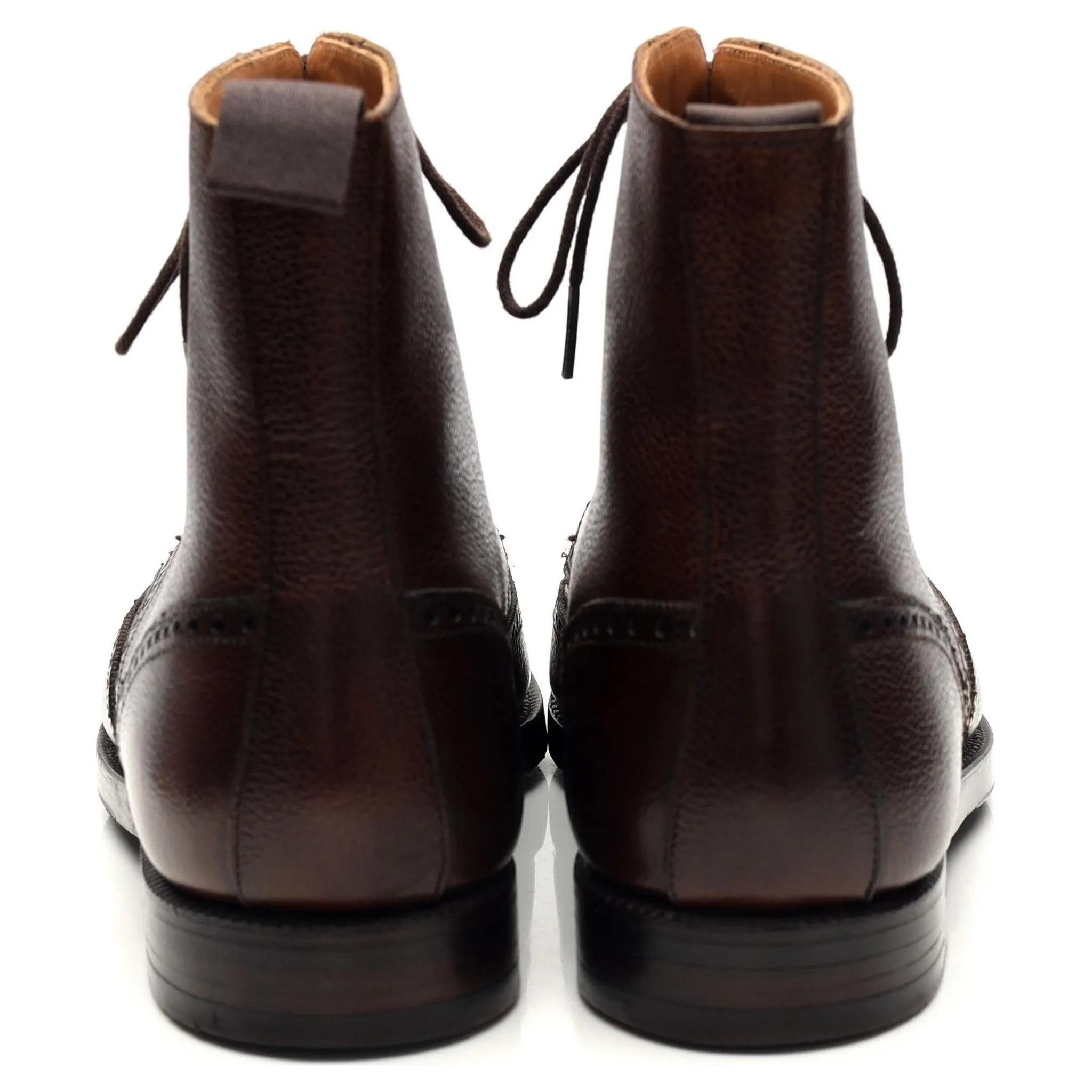 'Bryan' Dark Brown Grain Leather Brogue Derby Boot UK 7 E