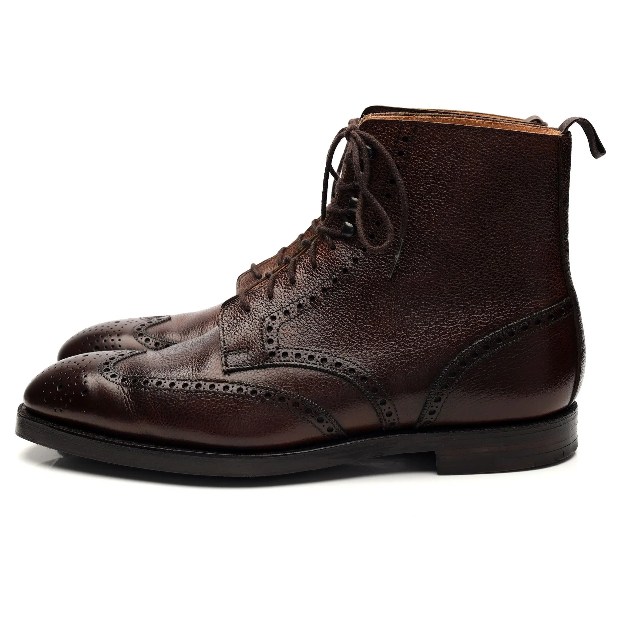 'Bryan' Dark Brown Grain Leather Brogue Derby Boot UK 7 E