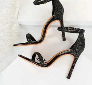 Buckle Strap Rhinestone Stiletto Shoes