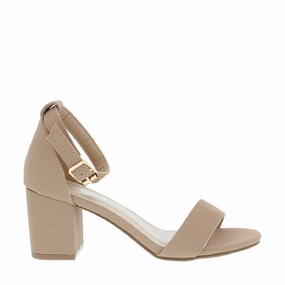Buckle Strap Chunky Heel Sandal (TAN) Icon Shade