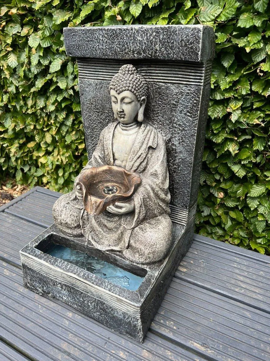 Buddha Water Feature with LED Light - Solar Panel 30x 32x51.5cm