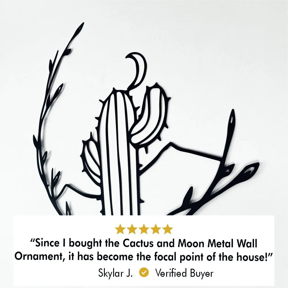 Cactus and Moon Metal Wall Decor