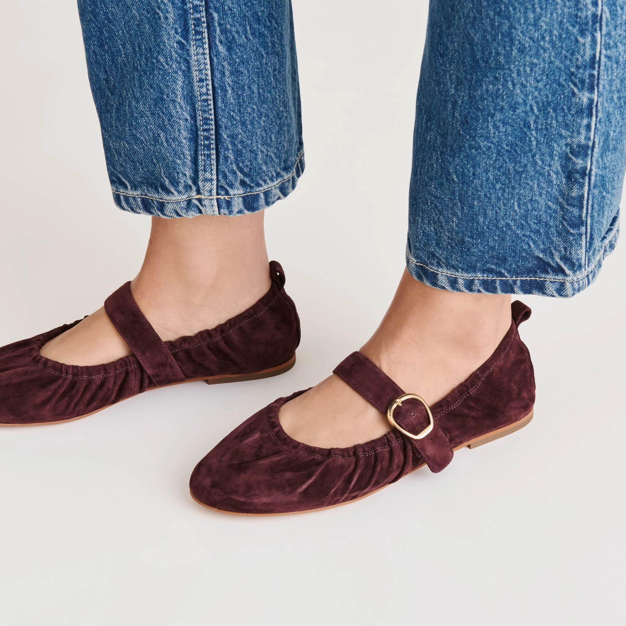 CAELY BALLET FLATS MULBERRY SUEDE Removable Easy Slip