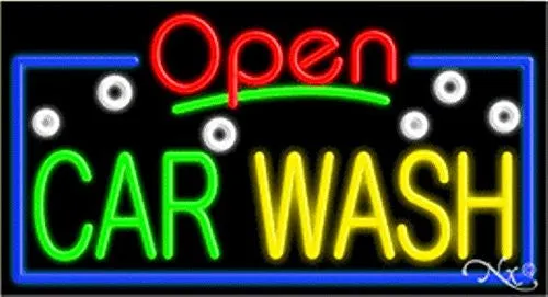 Car Wash Open Handcrafted Energy Efficient Glasstube Neon Signs